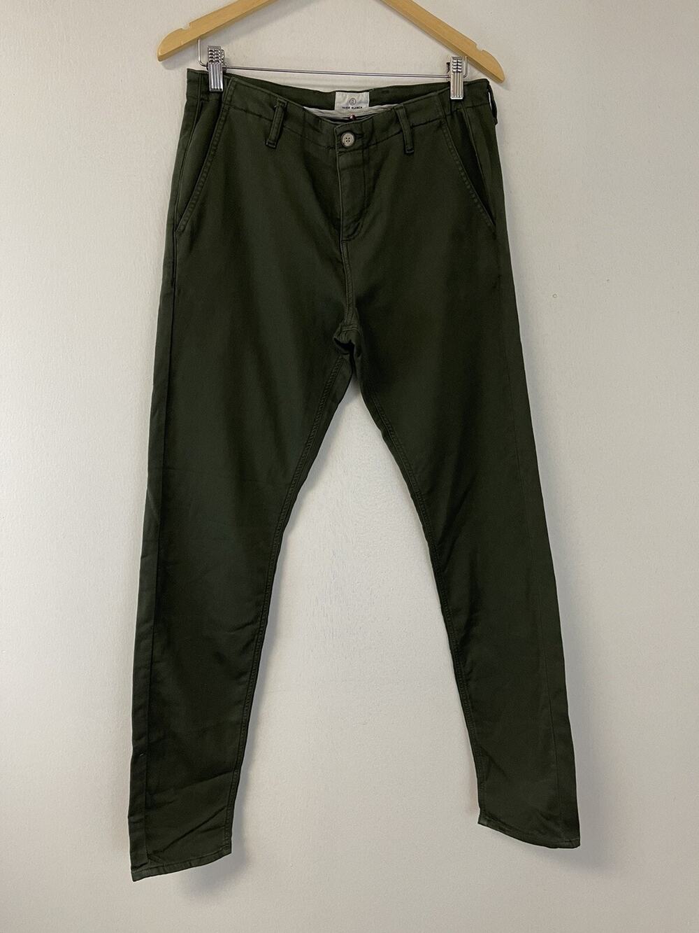 Serge Blanco Pants Mens 28x32 Chino Green Khaki Flat Front Army France N245
